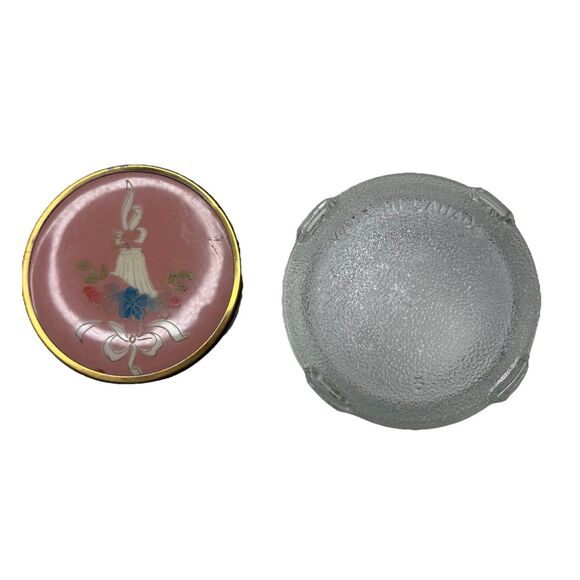 Vintage Antique Art Deco Powder Box Glass w/ metal lid - Made in Canada - Picture 4 of 6